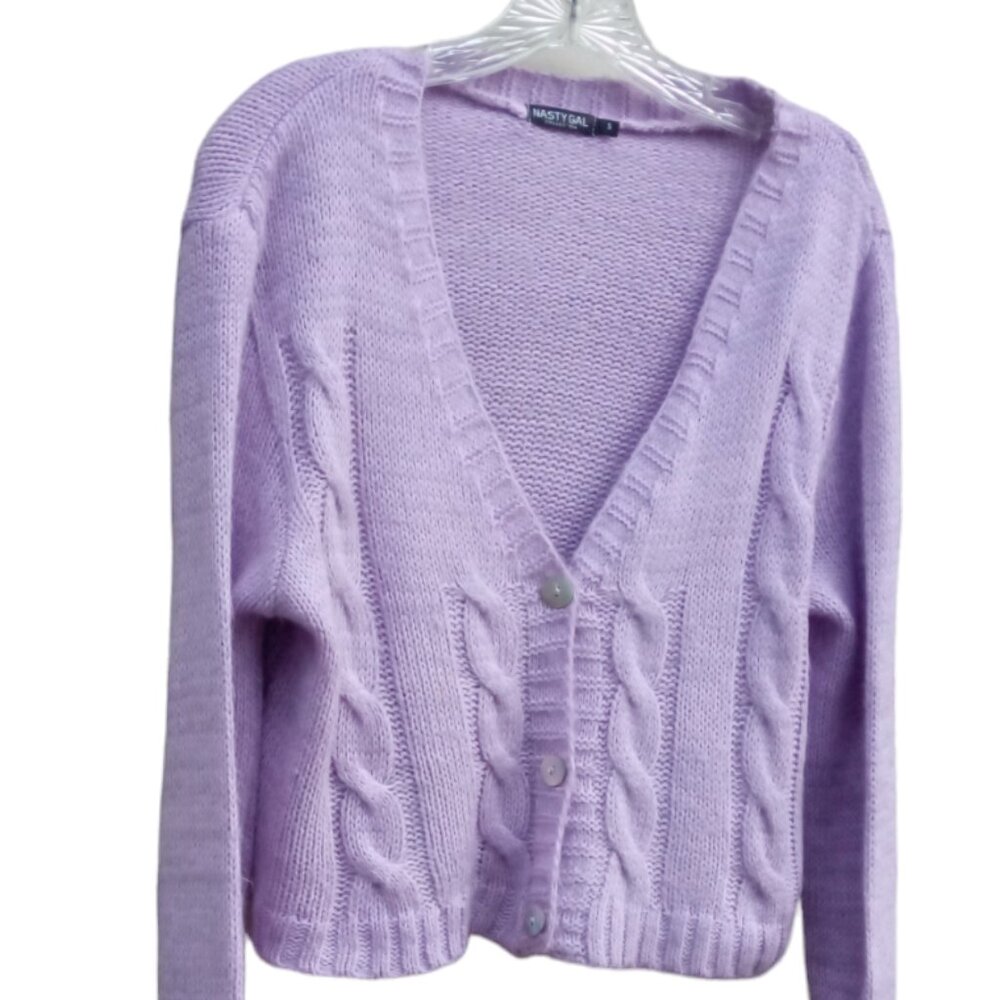 Nasty Gal cropped oversized lavender sweater sz S - Picture 1 of 12